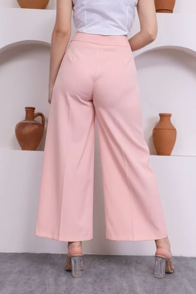 Cep Detaylı Palazzo Pantolon 301-Pembe
