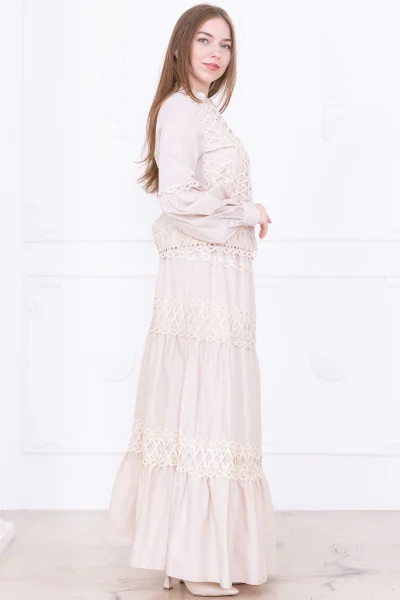 Dantel Detaylı İkili Takım 4712-Bej