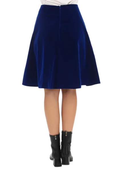 Diz Boyu Kalın Kadife Etek 6009-Saks
