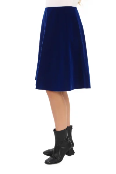 Diz Boyu Kalın Kadife Etek 6009-Saks