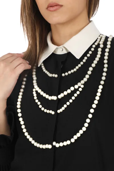 İnci Kolye İşlemeli Bluz 4704-Siyah