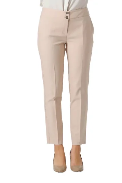 Kadın Kumaş Pantolon Cep Detaylı Bilek Boy 1712-Bej