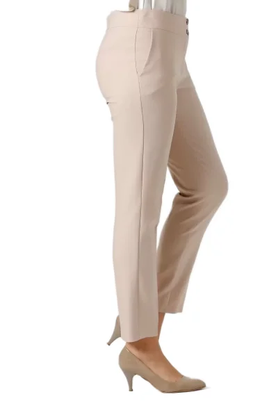 Kadın Kumaş Pantolon Cep Detaylı Bilek Boy 1712-Bej