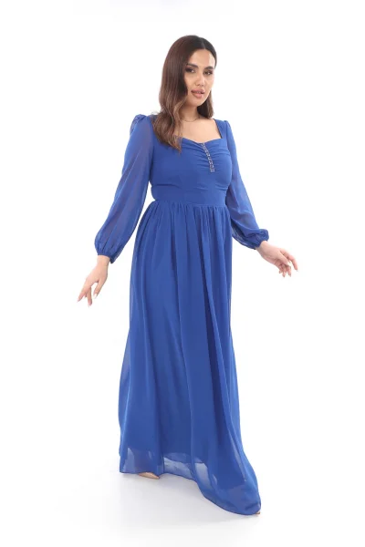 Kalp Yaka Büyük Beden Elbise 1785-Saks