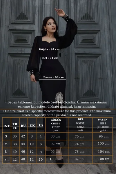 Kalp Yaka İnci ve Zincir Süslemeli Kemerli Abiye Elbise 2238-Saks