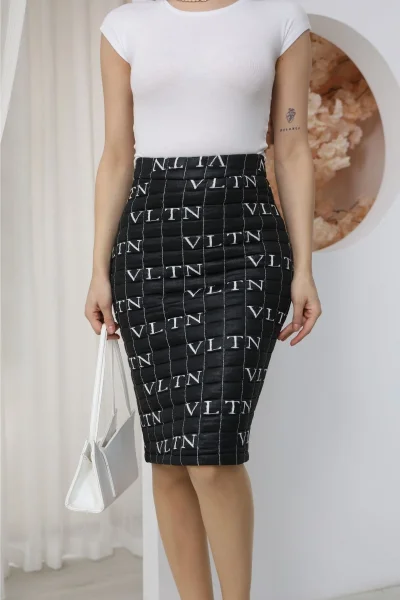 Kapitone Midi Kalem Etek 6075-Siyah