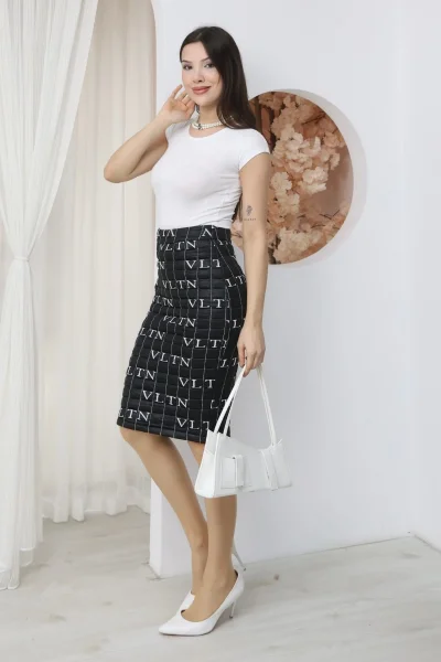 Kapitone Midi Kalem Etek 6075-Siyah