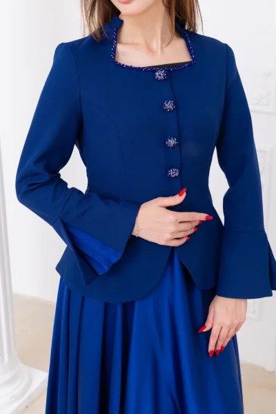 Kare Yaka İşlemeli İkili Takım 4718-Saks