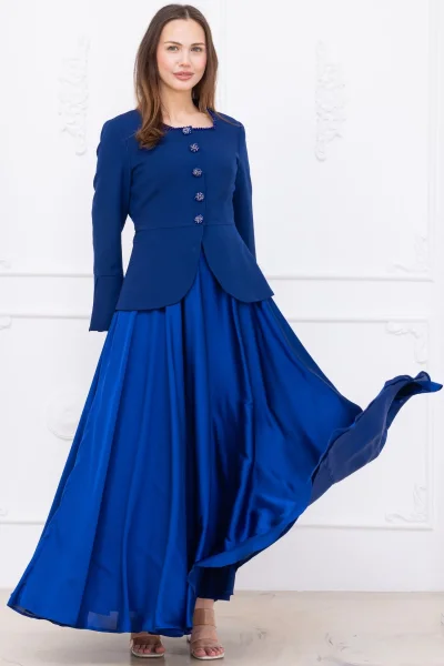 Kare Yaka İşlemeli İkili Takım 4718-Saks