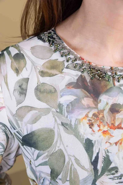 Kat Kat Pliseli Şifon Elbise 2718-Bej