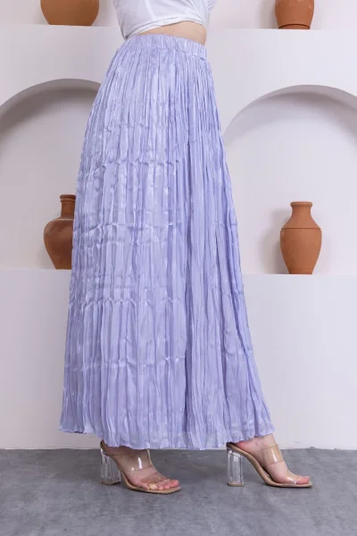 Kırışık Detaylı Etek 6034-Lila