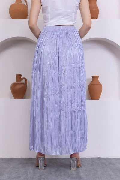 Kırışık Detaylı Etek 6034-Lila