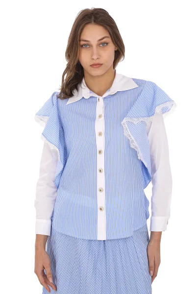 Kol Volanlı Etekli Takım 4709-Mavi