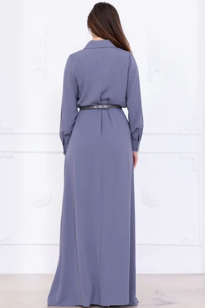 Yaka İşleme Detaylı Rahat Form Elbise 1013-Gri