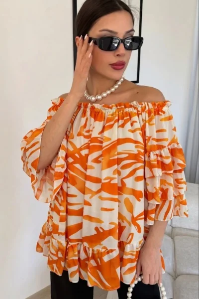 Madonna Yaka Lastikli Viskon Bluz 6020-Oranj