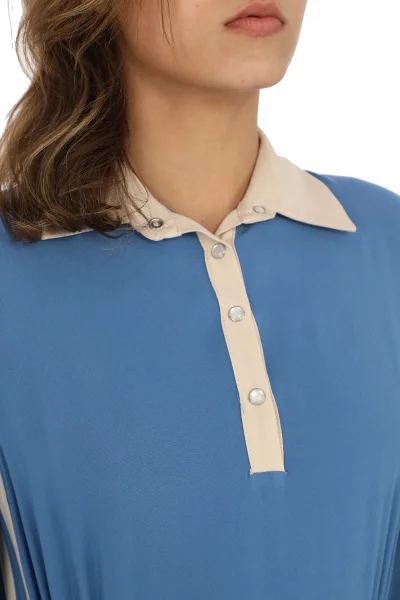 Yandan Bağlamalı Viskon Elbise 2216-İndigo