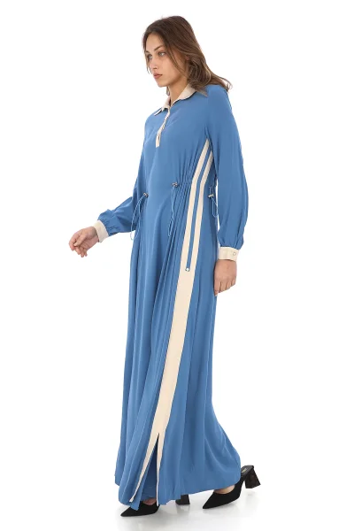 Yandan Bağlamalı Viskon Elbise 2216-İndigo