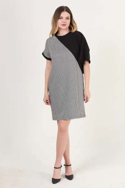 Yarasa Kol Büyük Beden Elbise 1788-Siyah