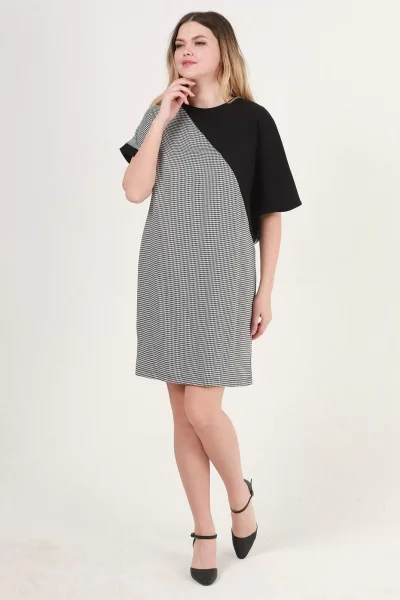 Yarasa Kol Büyük Beden Elbise 1788-Siyah