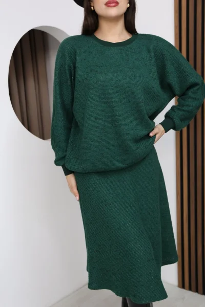 Yarasa Kol Triko Takım 6072-Yeşil