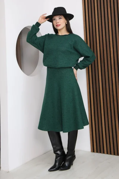 Yarasa Kol Triko Takım 6072-Yeşil