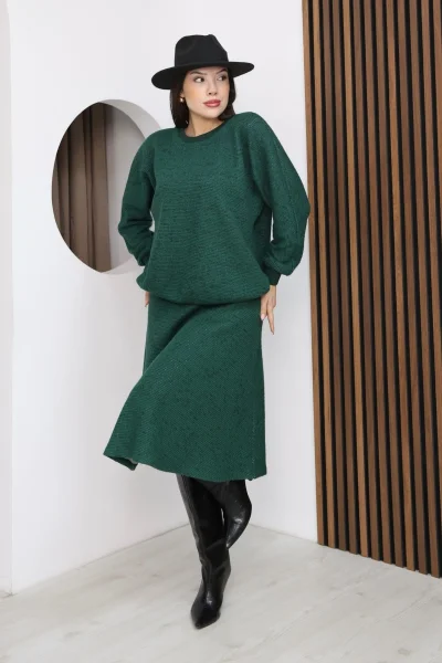 Yarasa Kol Triko Takım 6072-Yeşil