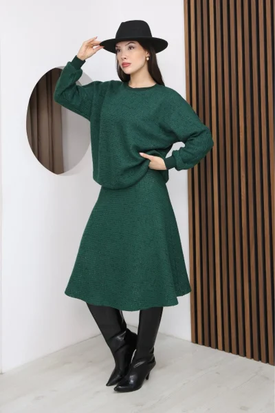 Yarasa Kol Triko Takım 6072-Yeşil