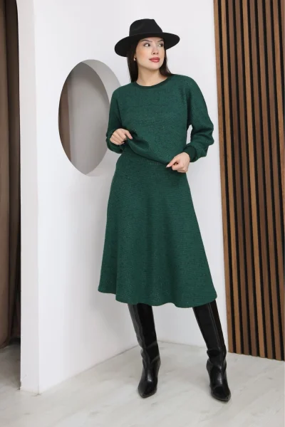 Yarasa Kol Triko Takım 6072-Yeşil