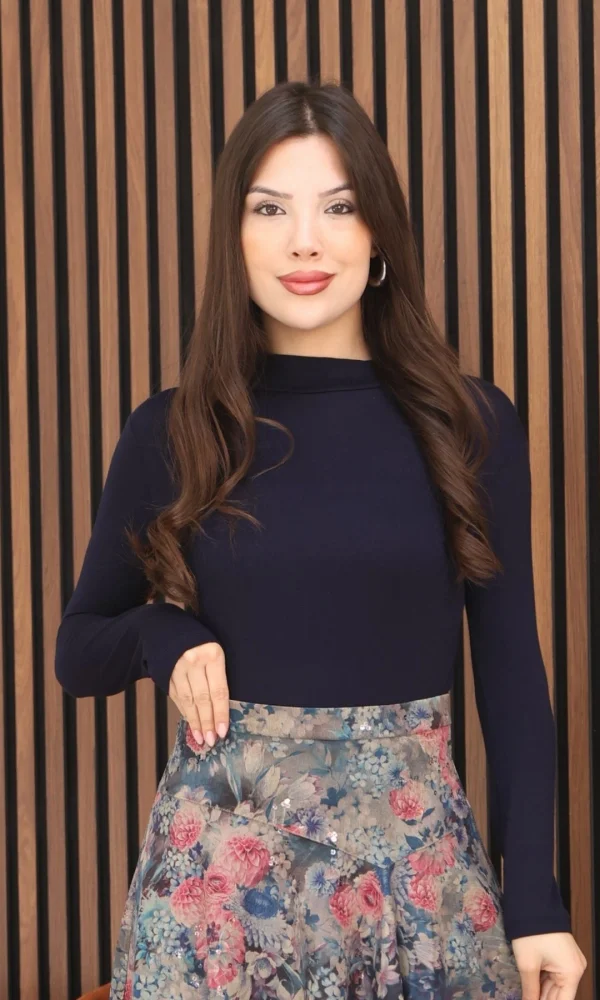 Balıkçı Yaka Likralı Penye Body 5995-Lacivert