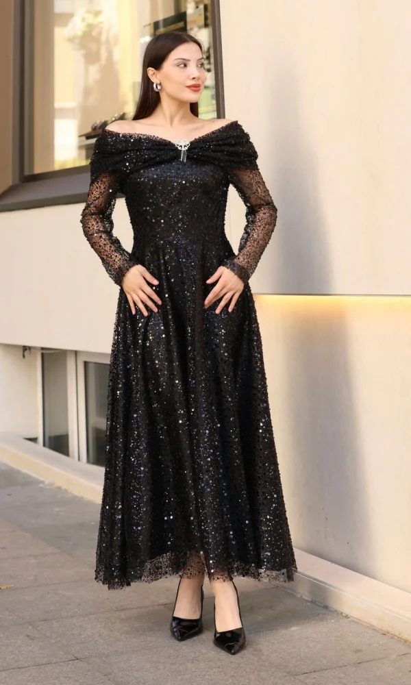 Aşkın Büyüsü Abiye Elbise 6054-Siyah