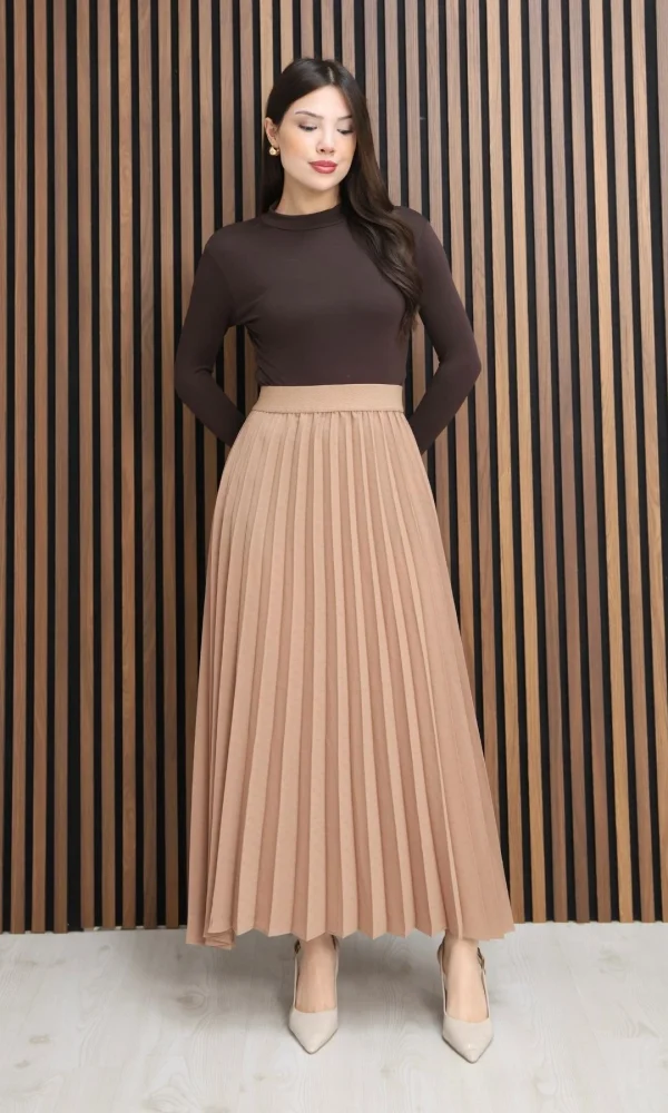 Beli Lastikli Piliseli Etek 6018E-Taba