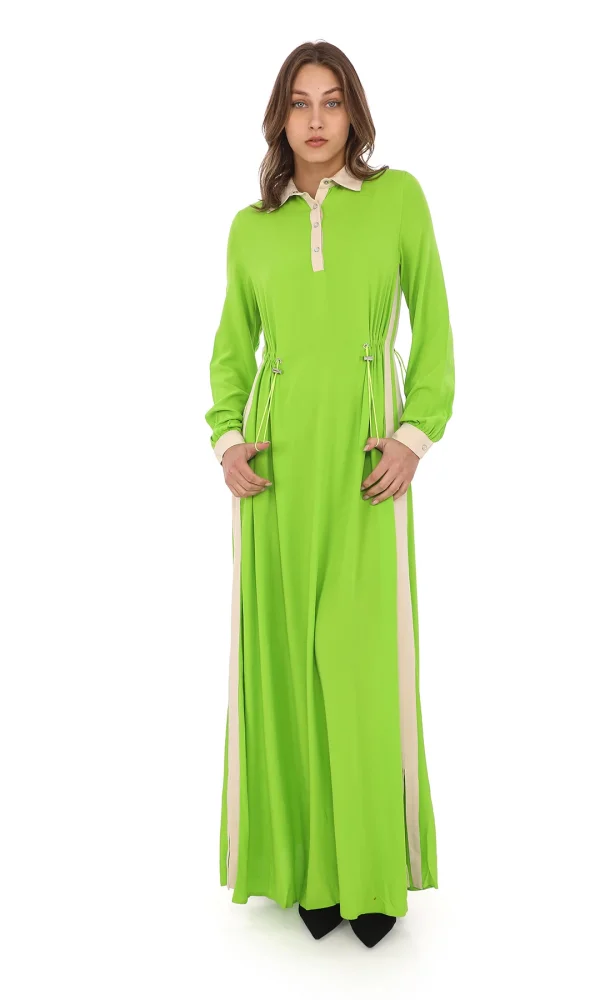 Yandan Bağlamalı Viskon Elbise 2216-Fıstık Yeşili