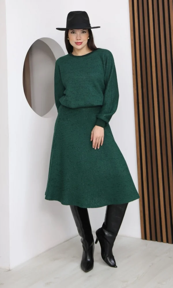 Yarasa Kol Triko Takım 6072-Yeşil