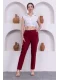 Deri Detaylı Cepli Bilek Boy Pantolon 3146-Bordo