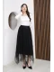 Asimetrik Kesim Lastikli Dantel Etek 6002E-Siyah