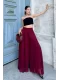 Beli Lastikli Pliseli Şifon Pantolon 6030-Bordo