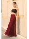 Beli Lastikli Pliseli Şifon Pantolon 6030-Bordo