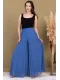 Beli Lastikli Pliseli Şifon Pantolon 6030-İndigo