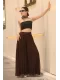 Beli Lastikli Pliseli Şifon Pantolon 6030-Kahverengi
