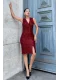 Kruvaze Yaka Payetli Midi Elbise 6031-Bordo
