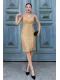Kruvaze Yaka Payetli Midi Elbise 6031-Gold