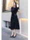 Toka ve Drape Detaylı Soft Saten Midi Elbise 6042-Siyah