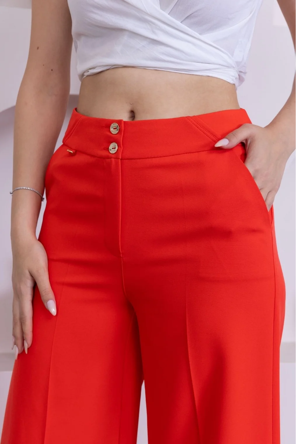 Cep Detaylı Palazzo Pantolon 327-Mercan