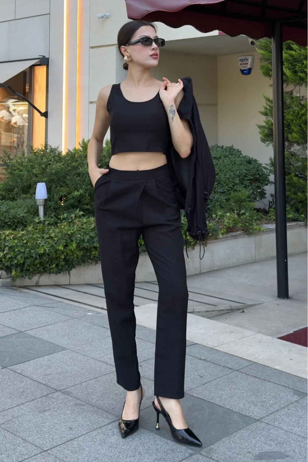 Cep Detaylı Üçlü Takım 792 Siyah