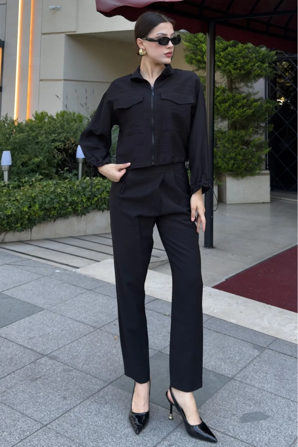 Cep Detaylı Üçlü Takım 792 Siyah