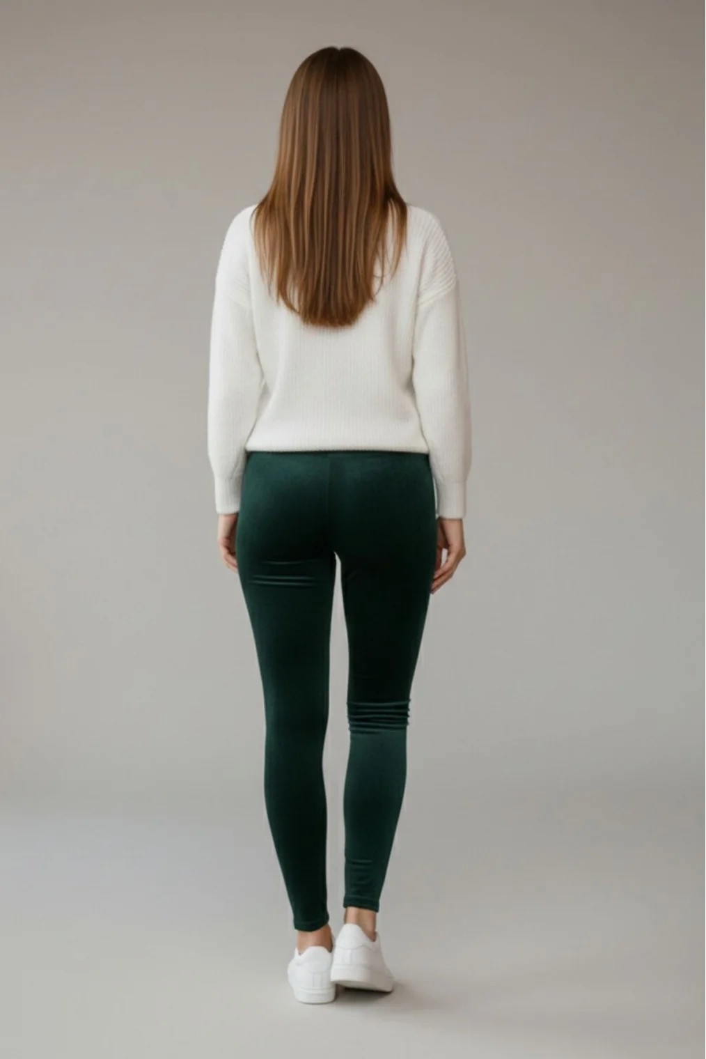 Yüksek Bel Fitilli Kadife Toparlayıcı Tayt R008-Yeşil