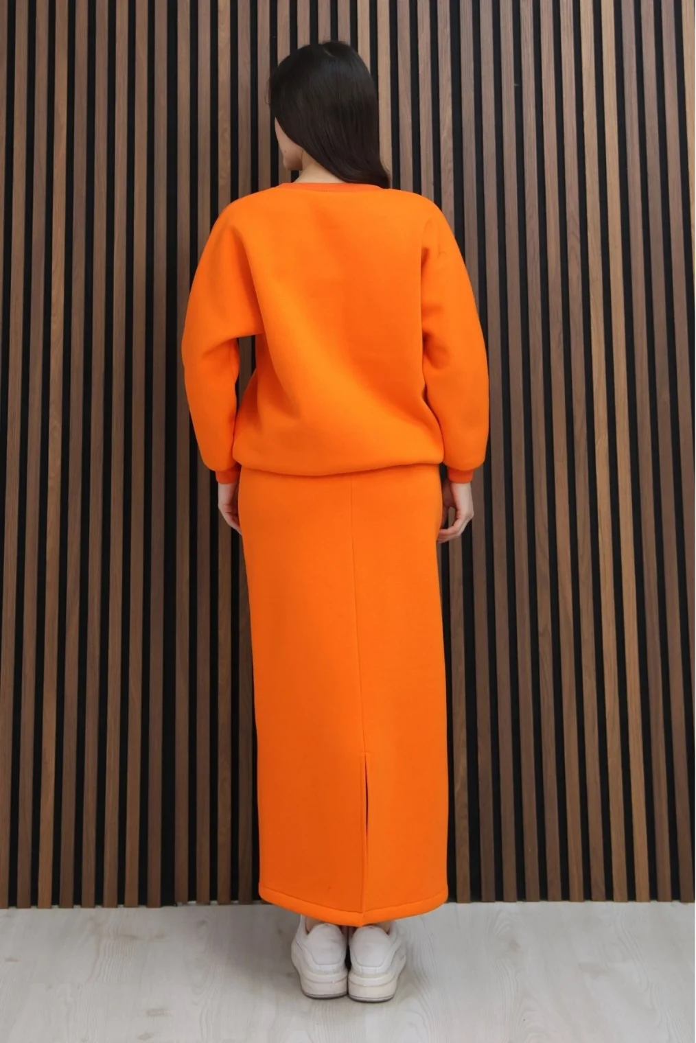 Basic Comfort Şardonlu Etekli Takım 6073-Oranj