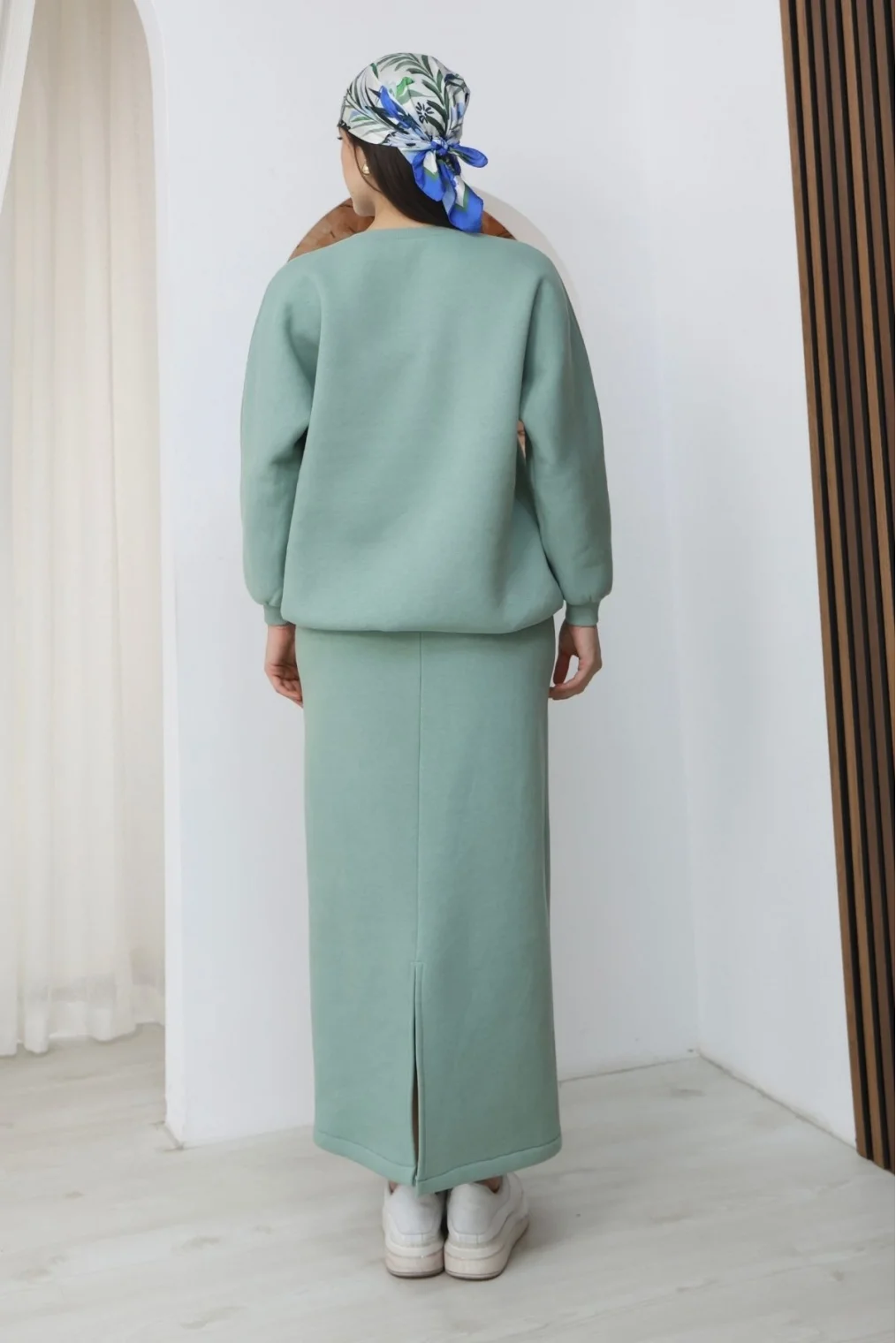 Basic Comfort Şardonlu Etekli Takım 6073-Çağla Yeşili