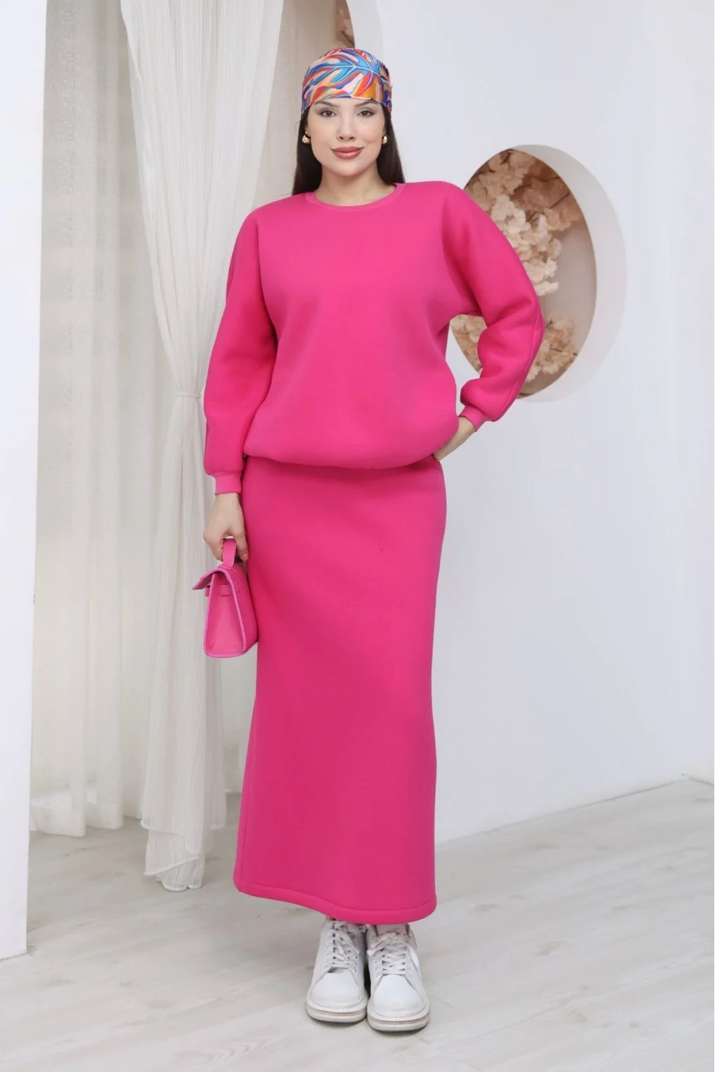 Basic Comfort Şardonlu Etekli Takım 6073-Fuşya