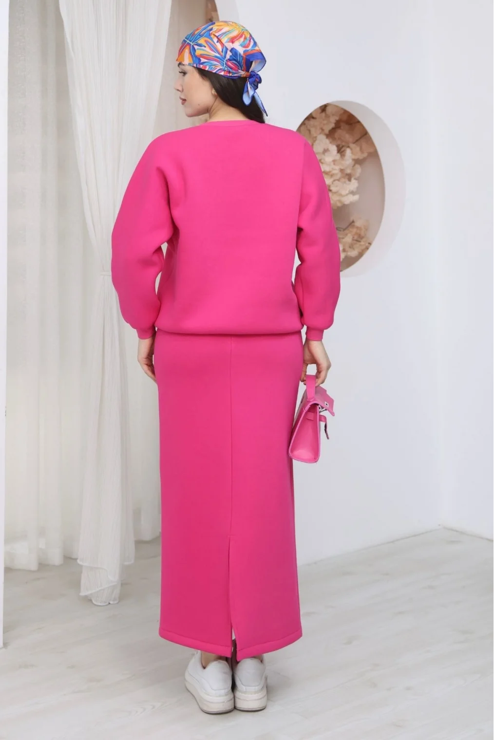 Basic Comfort Şardonlu Etekli Takım 6073-Fuşya